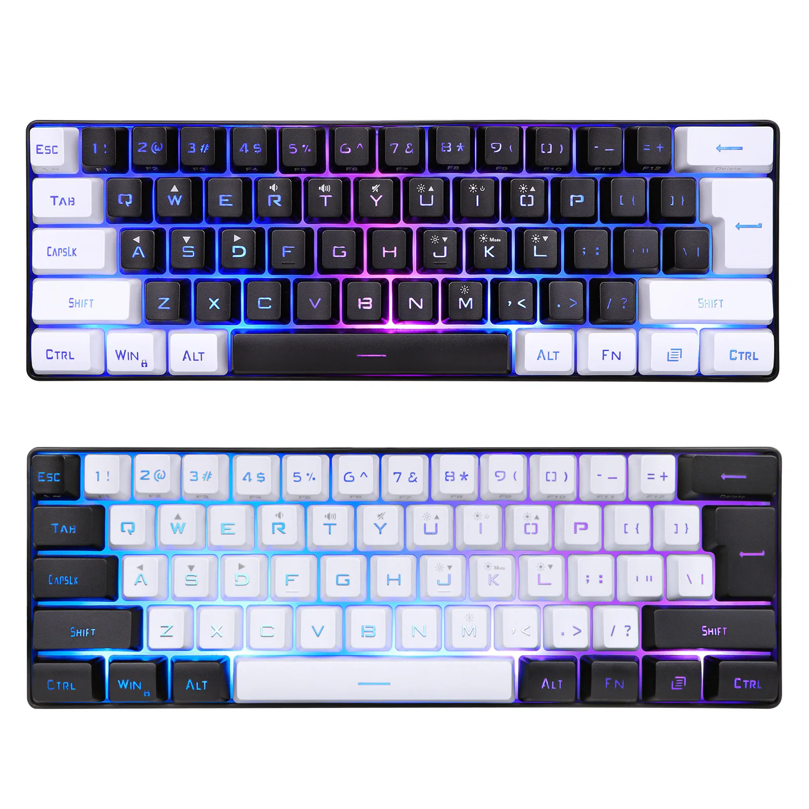 Keyboard game dengan kabel, Keyboard berkabel 61 tombol RGB ringan Mac Windows