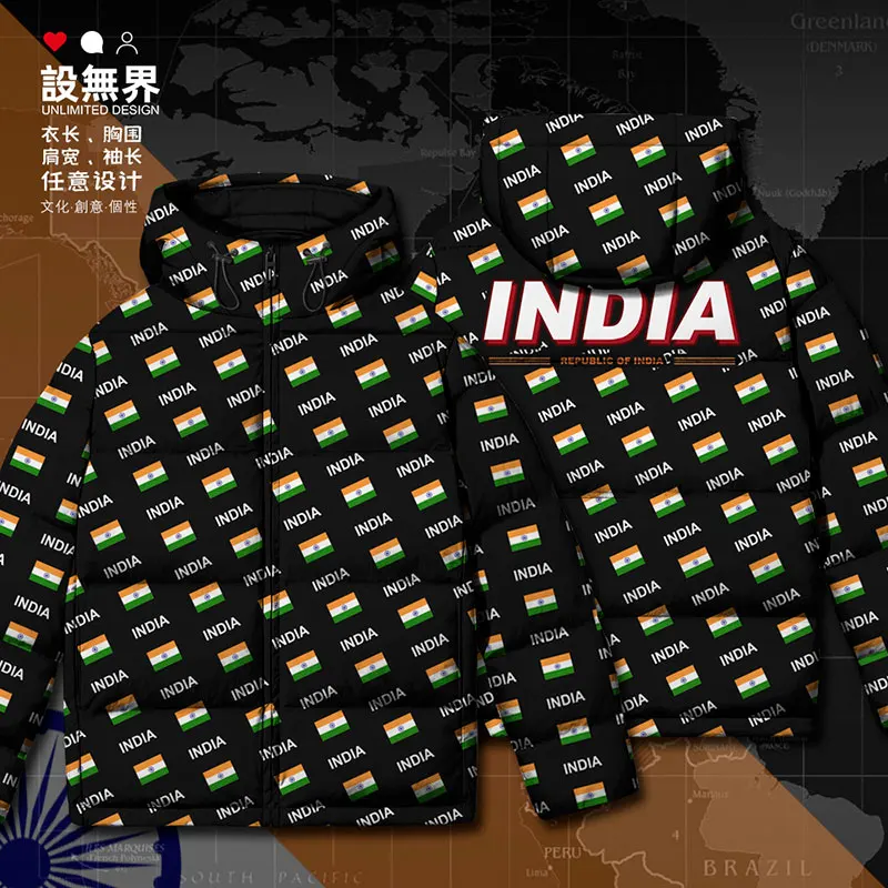 Republic of India IND Indian country flag White duck down Jaket pria pakaian pria tebal baru fashion mantel musim dingin