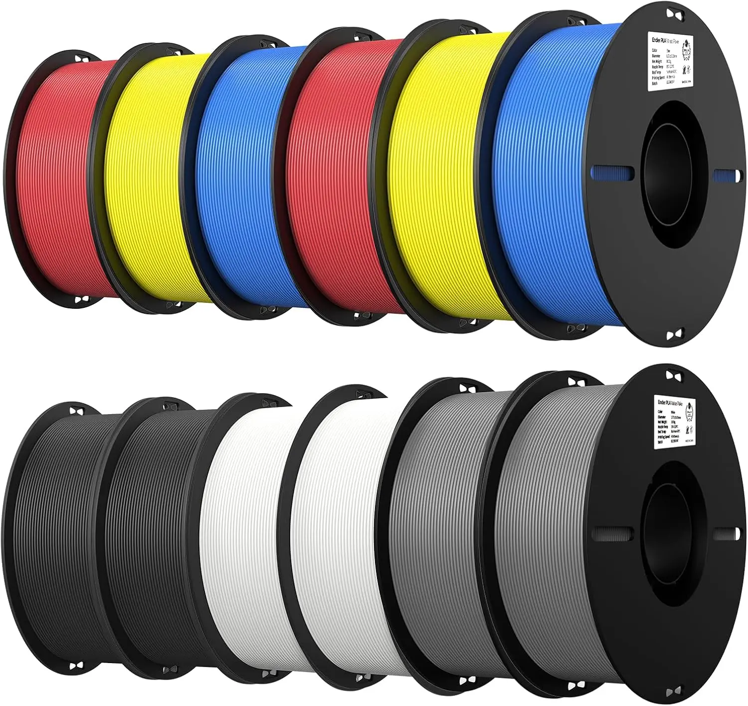 

PLA 1.75mm Filament Bundle 12 Pack for 3D Printing, No-Tangling Strong Bonding, Accuracy +/-0.02mm, 6 Colors
