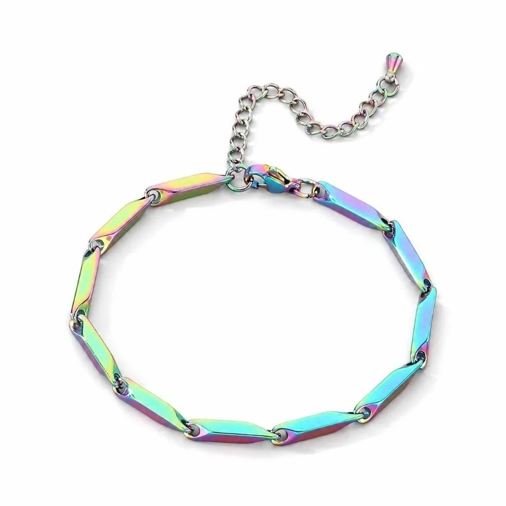Stainless Steel Steel Chain Necklace Chain Link Punk Style Melon Seed Chain Bracelet Simple Design Bamboo Leaf Chain Necklace