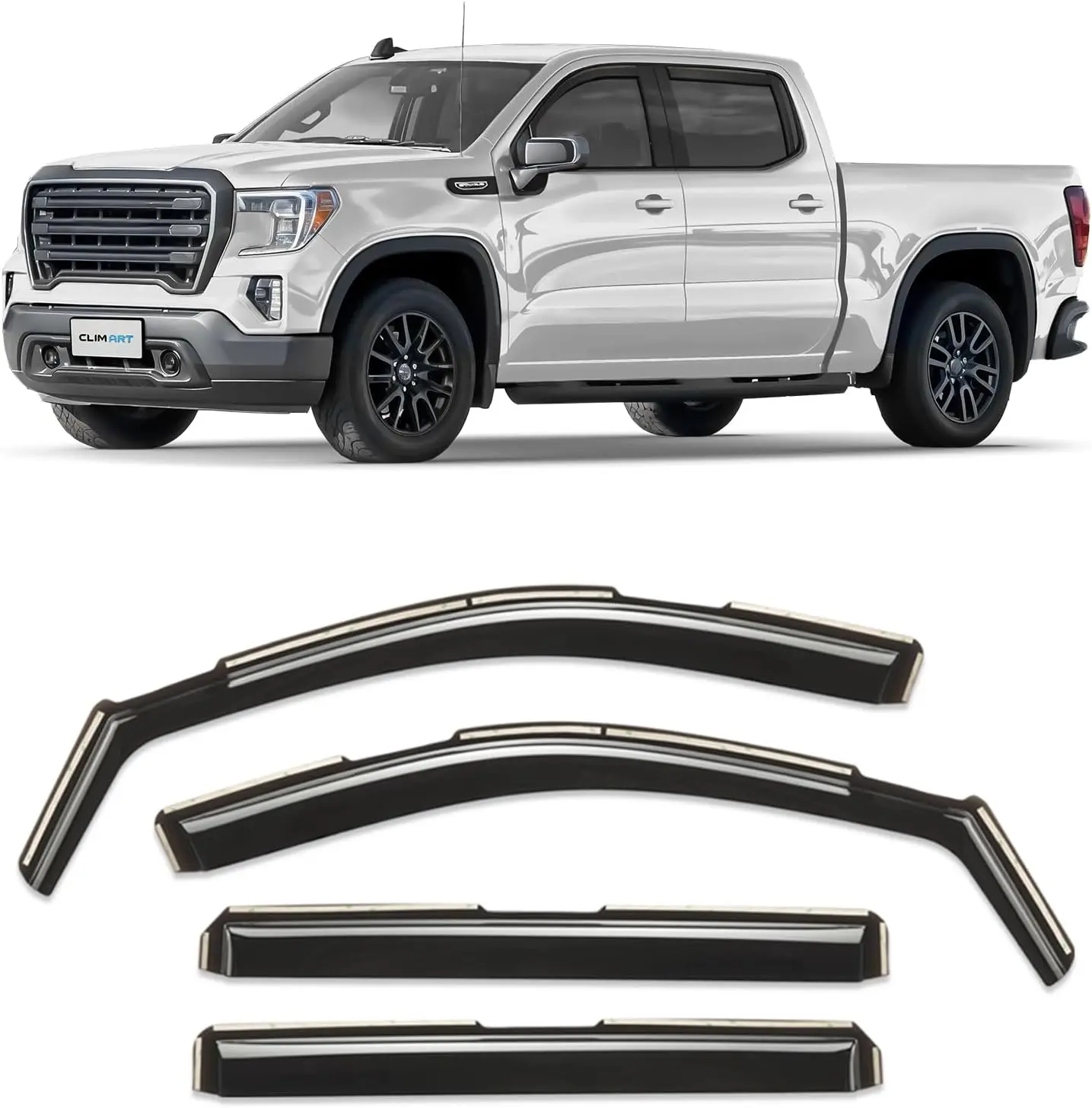 

In-Channel Rain Guards for GMC Sierra 1500 2019-2026 Crew Cab, Durable Window Deflectors, 4pcs