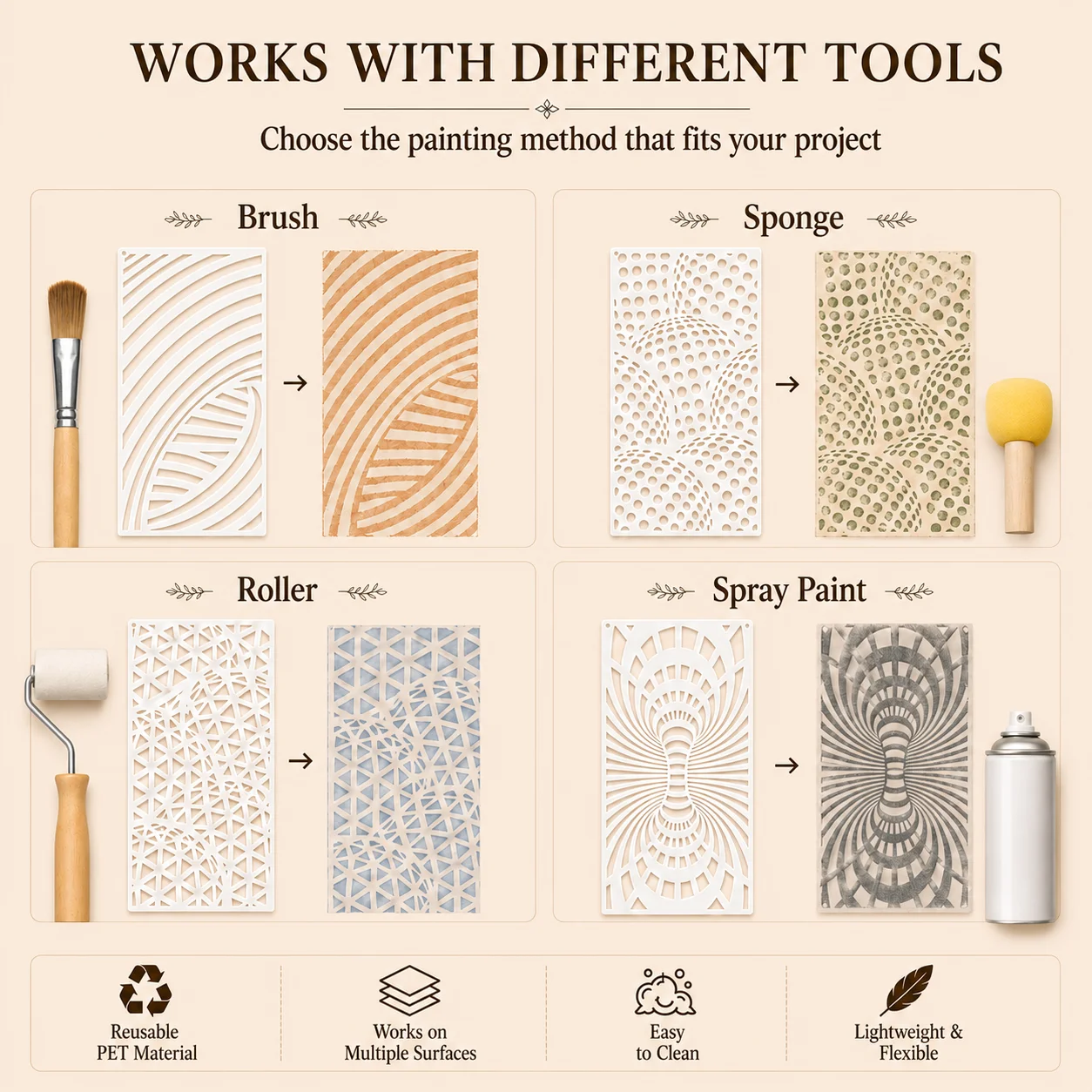 Geometric Texture Stencils Reusable PET Templates