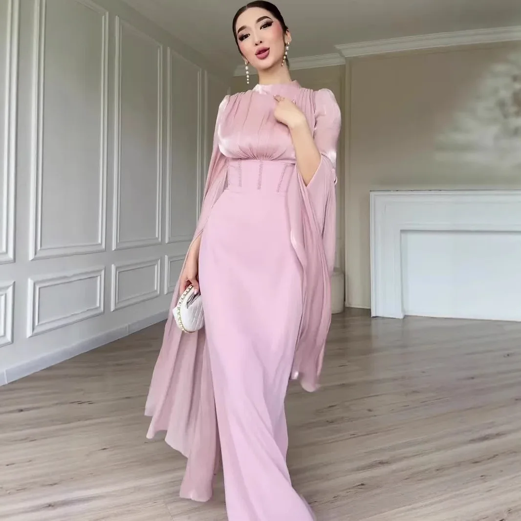 

2025 Spring New Temperament Elegant Long Sleeves Silky Comfortable Long Dress Soft Dress