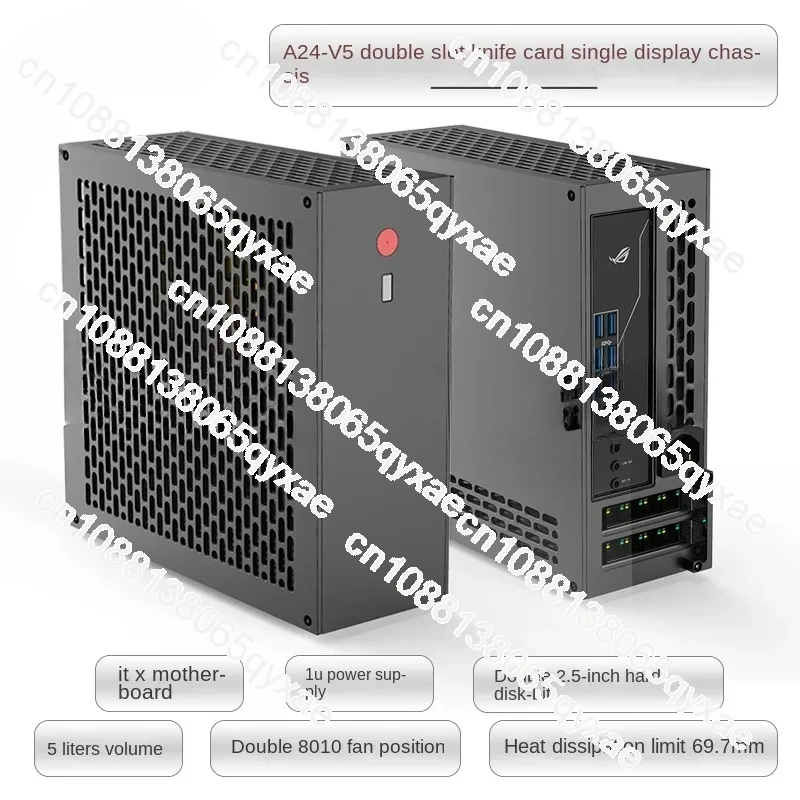 5L mini A24-V5 dual-slot single-display chassis double-sided chamfer 1u power supply itx