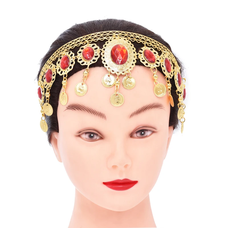 Golden India Women Headband Statement Coin Tassel Wedding Party Hair Jewelry Bohemian Ethnic Charms Headband Feminina