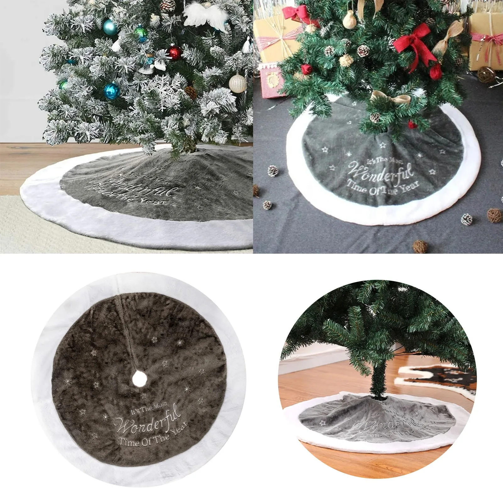 

Christmas Tree Skirts White Plush Mat Navidad Plush Skirt Xmas Tree Base Mat Ornament New Year Christmas Home Decoration