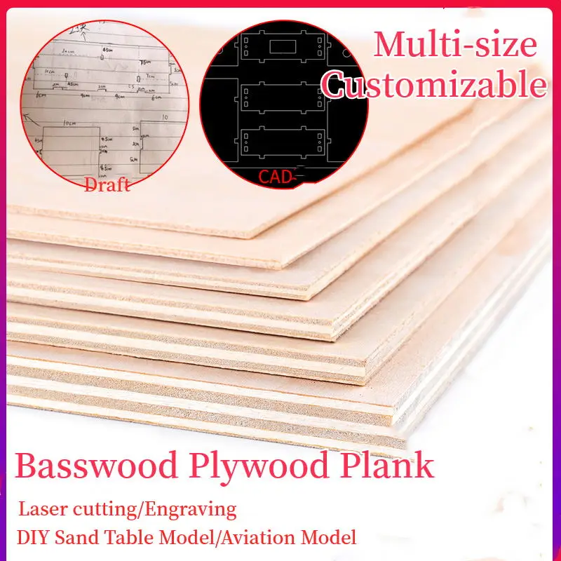 1.5/2/3/4/5/6/8/10mm Aviation Layer Board Basswood Plywood Wooden Board DIY Craft Supply Model Building Construction Material