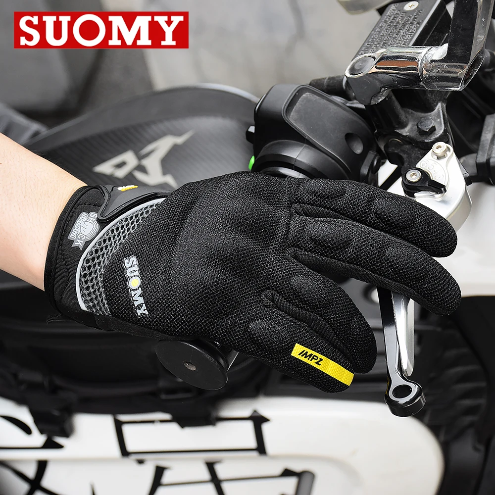 SUOMY Summer Full Finger Motorcycle Racing Gloves Breathable Touch Screen Motorbike Gloves Wearable Moto Biker Cycling Gloves