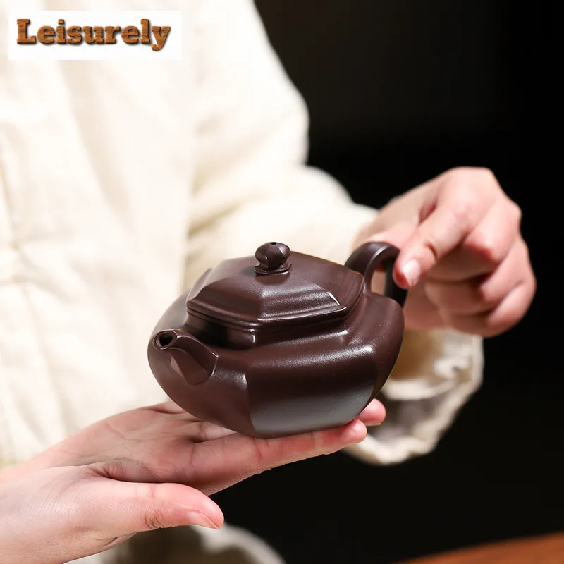 200ml Chinese Yixing High-end Purple Clay Teapot Handmade Tea Pot Raw Ore Eggplant Purple Mud Kettle Famous Zisha Tea Set Gifts