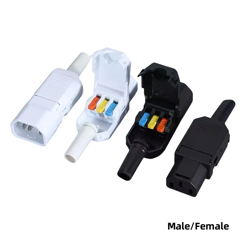 

IEC C13 C14 Terminal Block Power Plug 10A Male Female Snap Fixing Quick Connection Type Power Adapter Rewireable