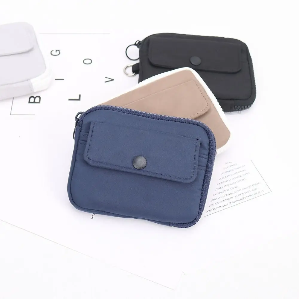 กระเป๋าสตางค์สั้น Multifuctional ไนลอนกระเป๋าใส่เหรียญ Square Card Holder กระเป๋าหูฟังน้ําหนักเบาซิปกระเป๋าเดินทางขนาดเล็ก