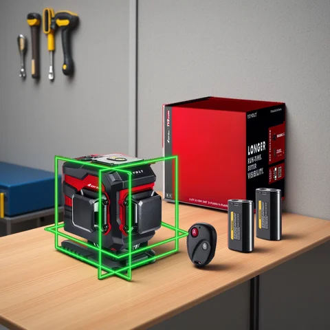 YEVOLT 레이저 레벨 녹색 12/16 라인 3/4 평면 셀프 레벨링 360 수평 및 수직 정확한 측정 도구-YVGLL4XS-시리즈