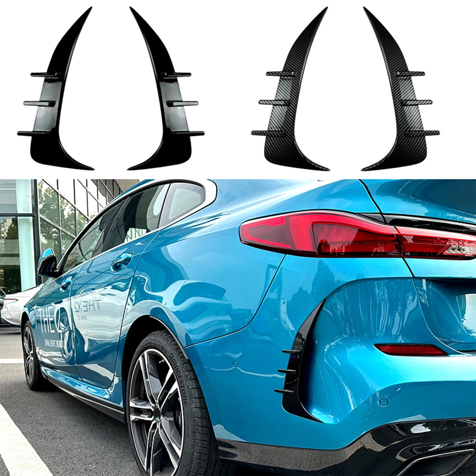 

For BMW 2 Series F44 Gran Coupe M Sport 2020-2023 Rear Bumper Splitter Lip Body Kit Spoiler Air Vent Cover Canard ABS Sticker