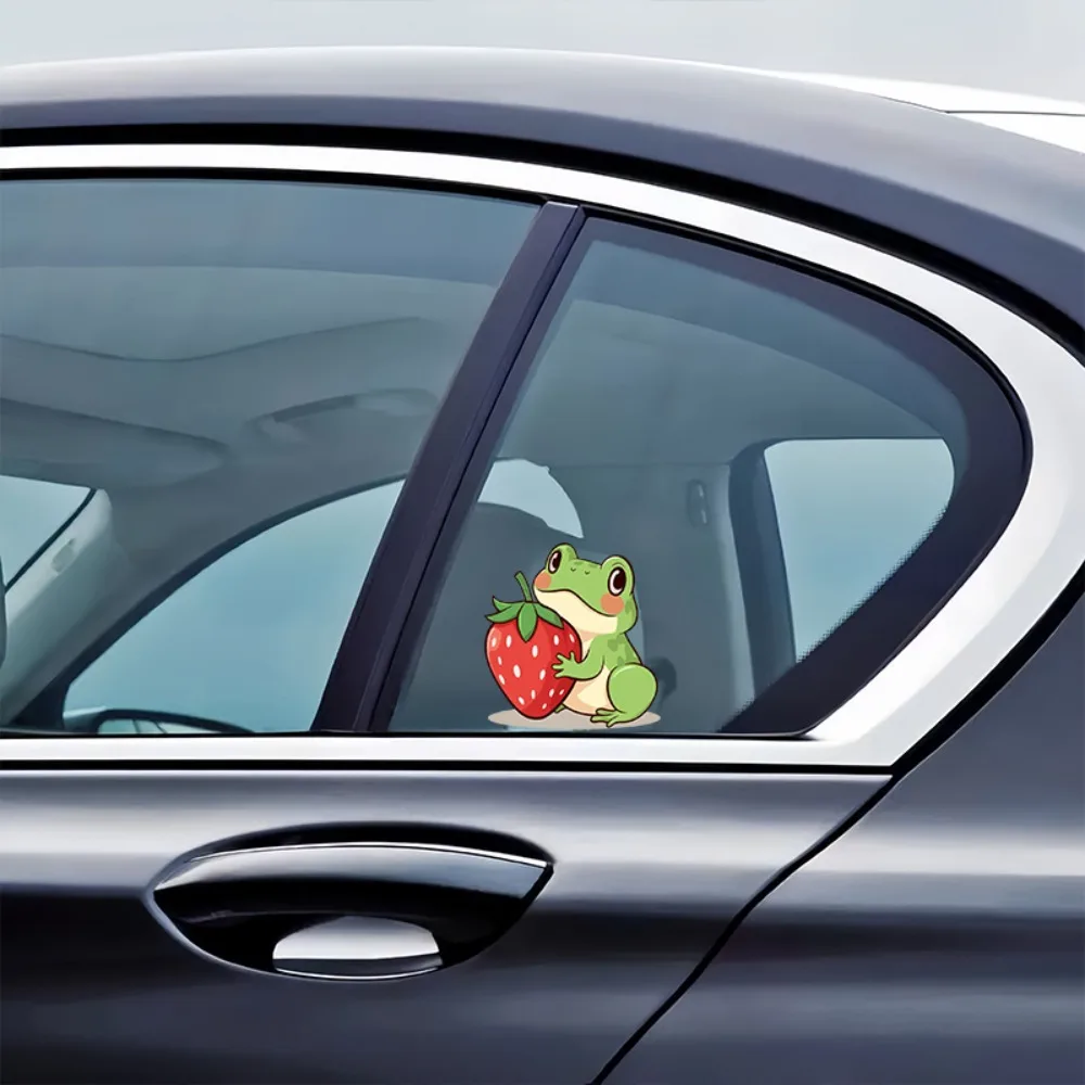 

Cute Frog with Strawberry Green Holding Red Car Laptop Fridge Notebook Decoration Birthday Valentine's Easter Mother'S Day
