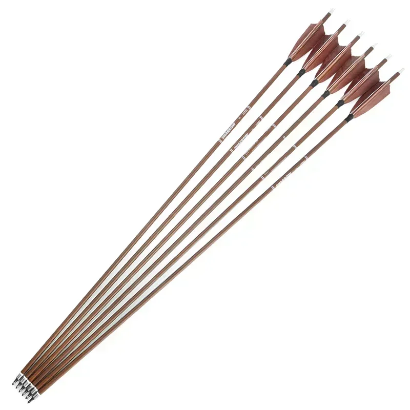 

31"Archery Chocolate Colour Pure Carbon Arrow ID6.2mm SP340/400/500/600 Recurve Compound Bow Shooting Accessories Outdoor Sports