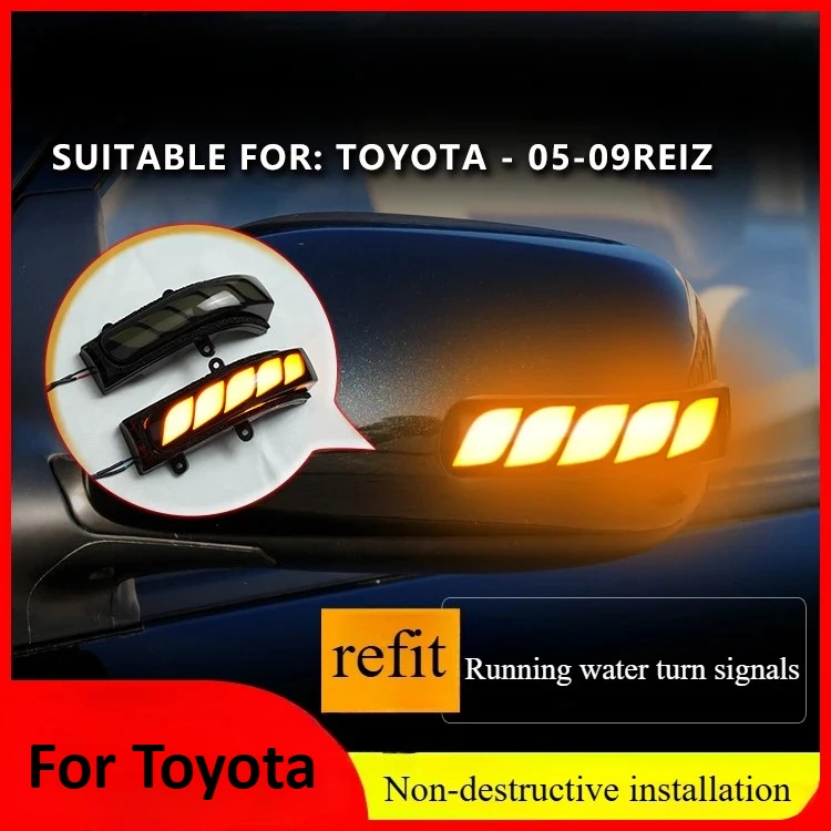 

For Toyota 05-09 Ruizhi rearview mirror, flowing water turn signal, a touch of blue daytime running lights dragon scales