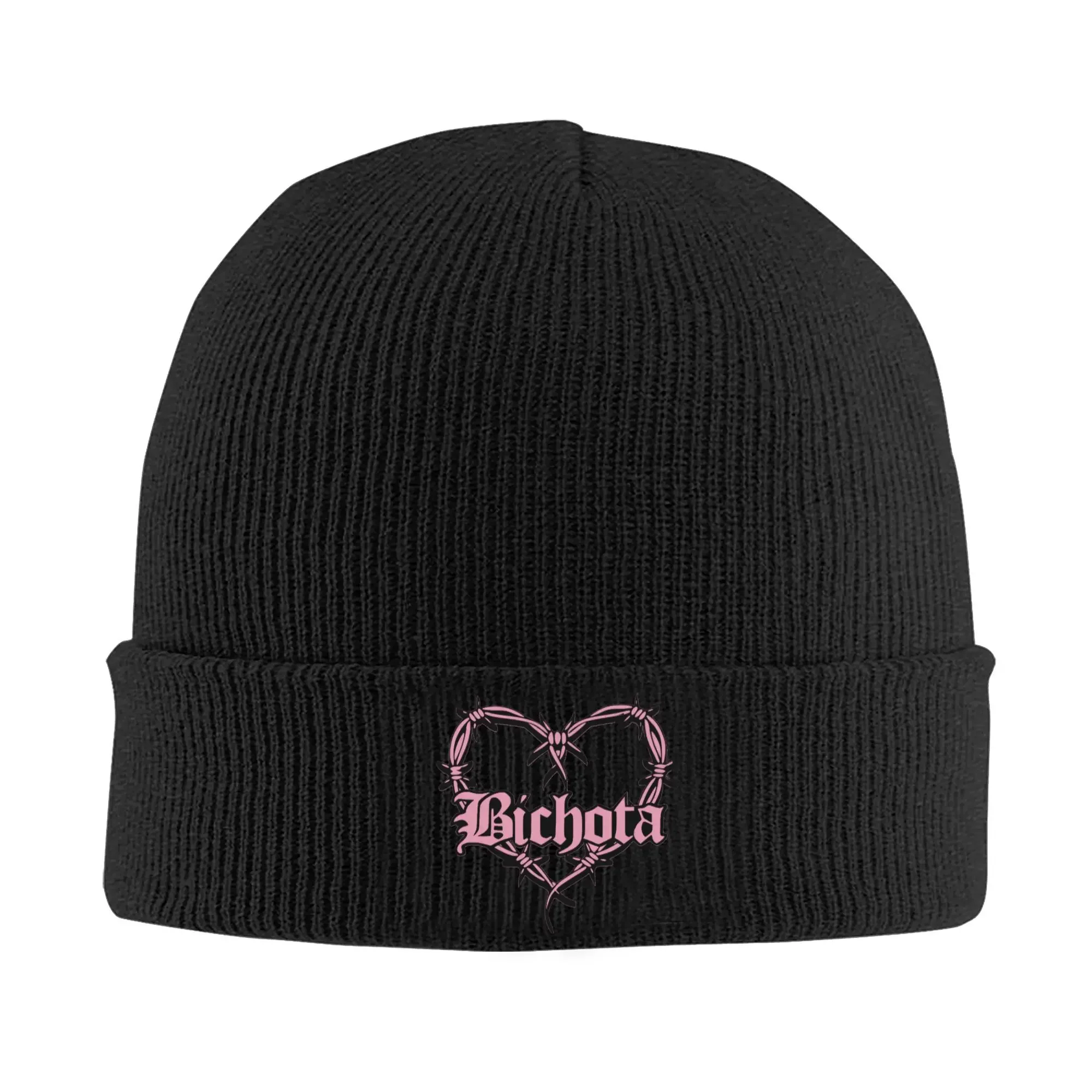 Karol G Bichota Heart Pink Knitted Caps for Women Men Skullies Beanies Autumn Winter Hats Acrylic  Warm Melon Cap