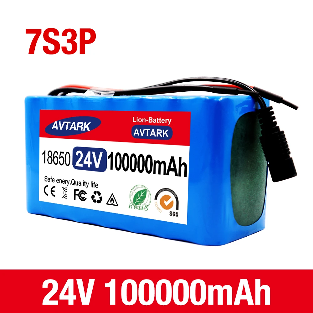 

29,4 В 100000 mAh 24V 100Ah 7S3P 18650 Литий-ионный аккумулятор для инвалидных колясок Сменный литий-ионный аккумулятор + зарядное устройство 2A
