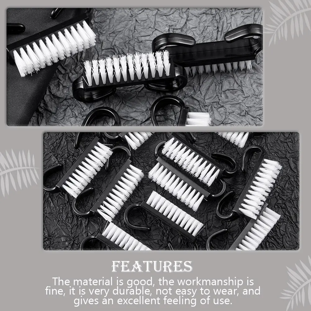 

10 pcs Black Small Horn Brushes for Nail Art Cleaning Durable Lightweight Manicure Tools Fingernail Scrub Salon Home Use
