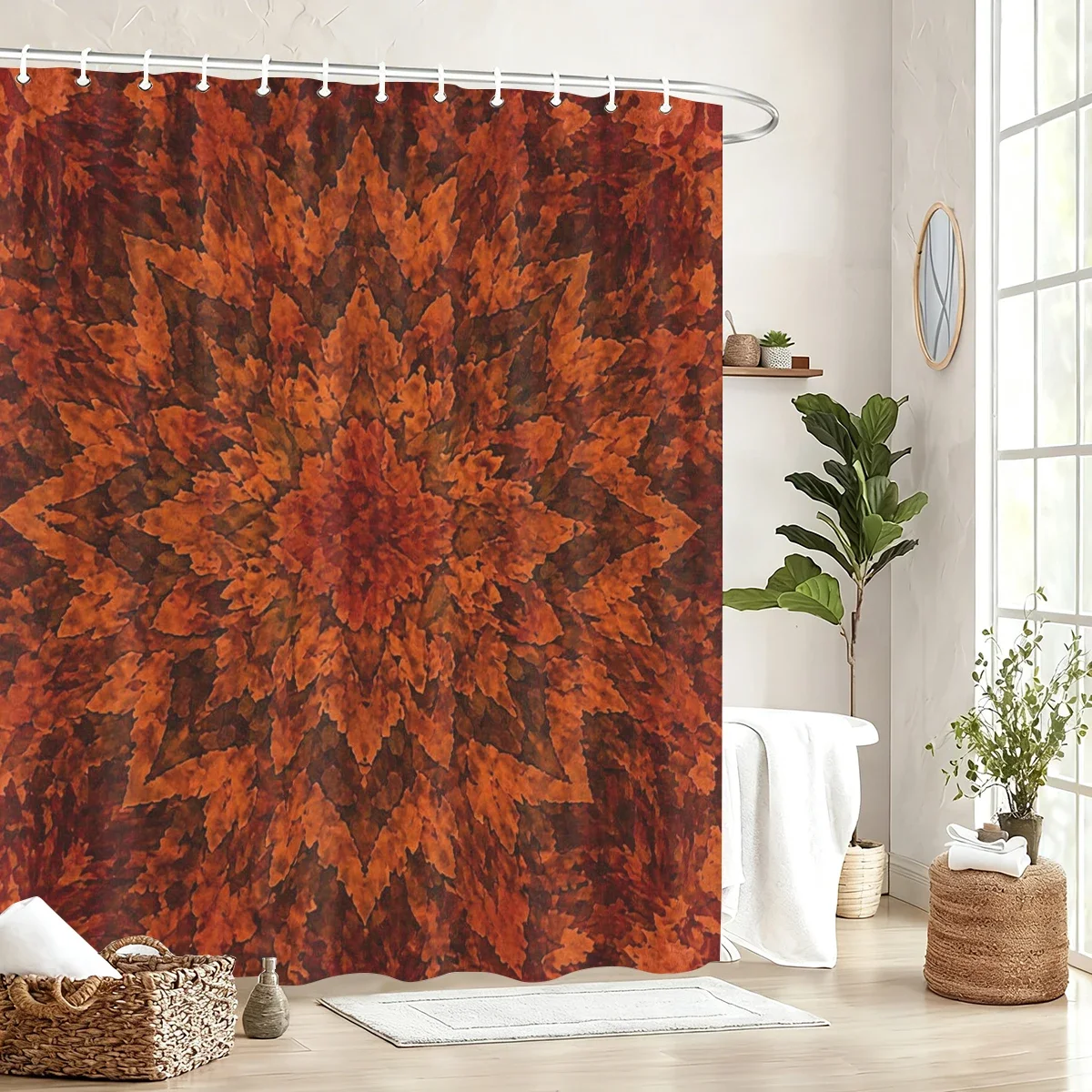 Stylish Printed Polyester Bathtub Curtain - Rustic & Nature Themed Bathroom Decor, Unique Shower Curtain for Home