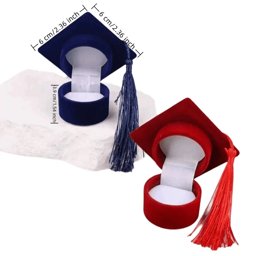 Velvet-Lined Graduation Cap Jewelry Box Multi-color Graduation Decor Phd Cap-Shaped Graduation Ring Box Portable Exquisite view 6