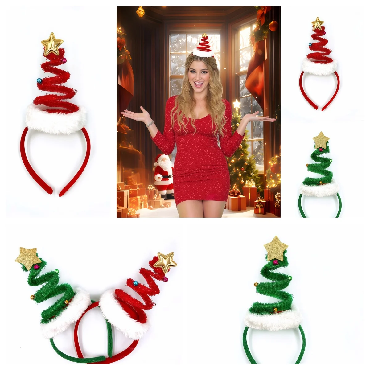 

Christmas Tree Headband, Star Christmas Tree Headband, Cute Cartoon Festive Hair Accessories
