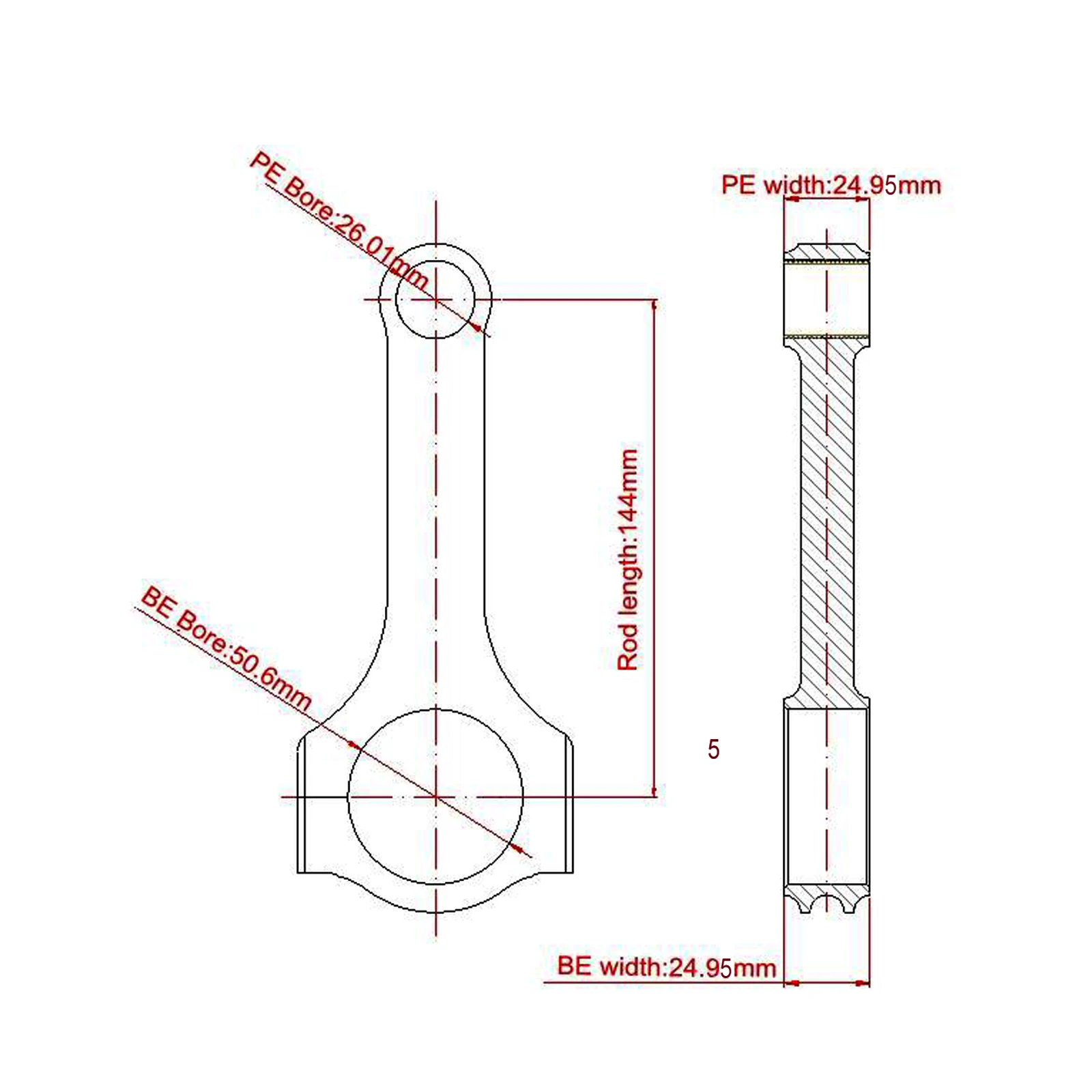 HIMYCAR AUTO ENGINE PARTS RACING FORGED 4340 H-BEAM CONNECTING ROD FIT VW TDI 1.9L PD90 PD100 PD115