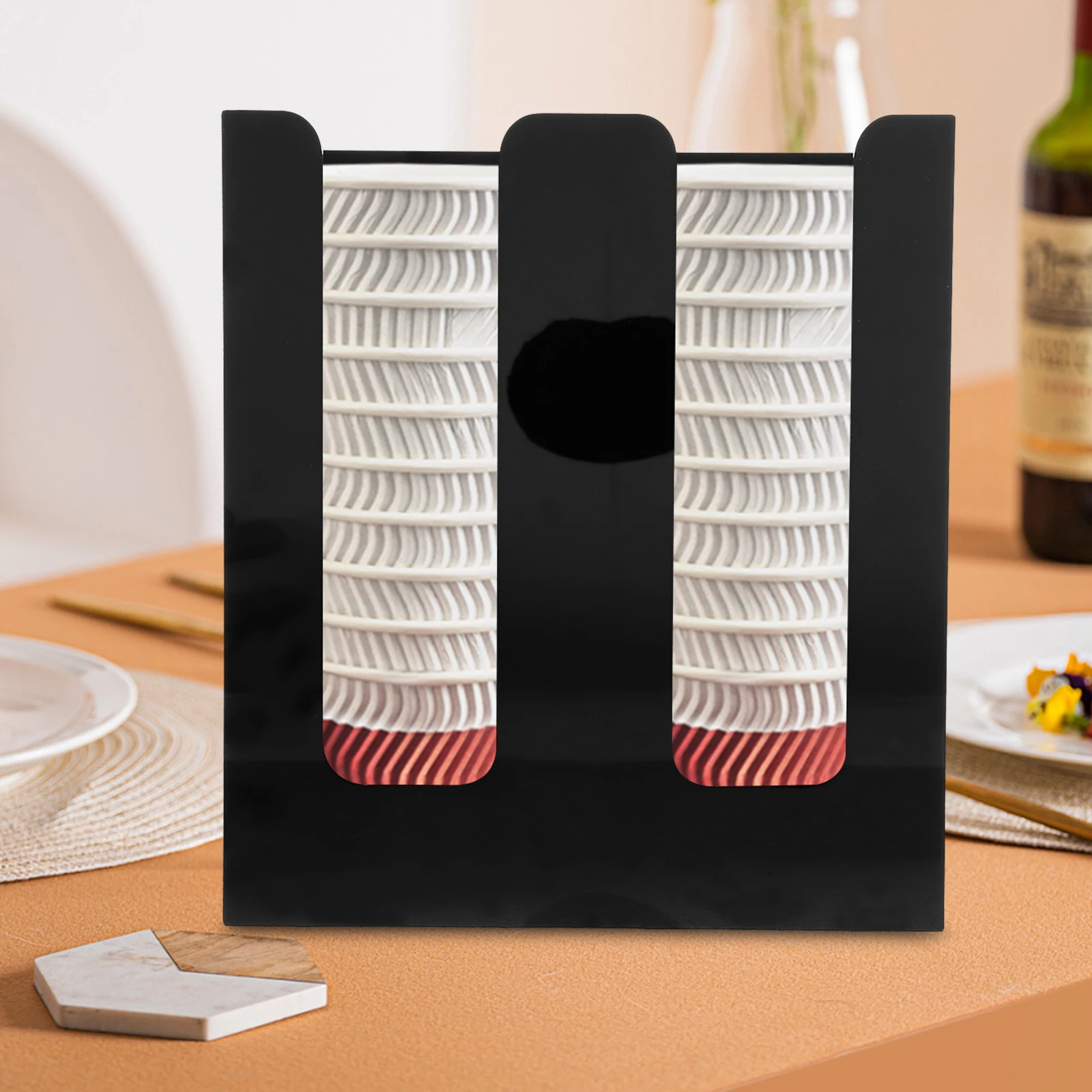 

Desktop Paper Cup Holder Disposable Cups Lid Organizer Smooth Round Edges Cup Dispenser for Office Coffee Shop