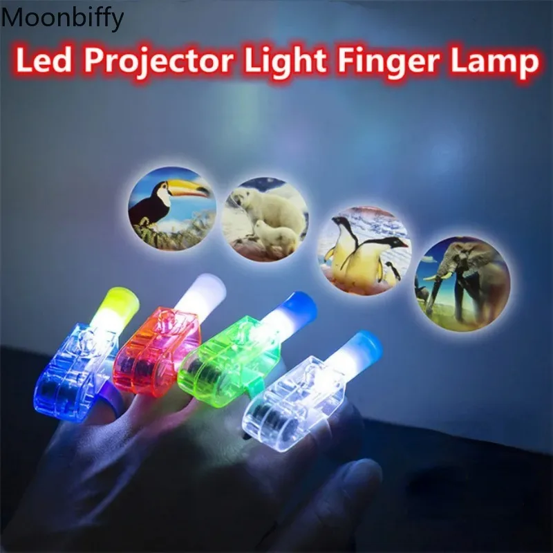 1/5/10 Pcs Mixed Colors Cartoon Led Projector Light Finger Lamp for Party Birthday Christmas Wedding Decoration Child Toys