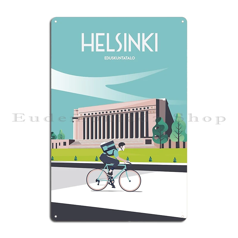 Helsinki Finland City church travel Illustration Helsinki Parlament Finland Metal Wall Custom Printed Classic Tin Sign Poster