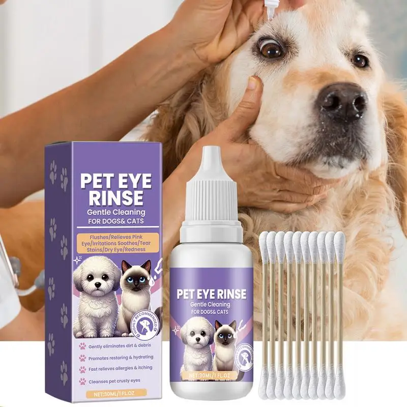 Pet Eye Drops Pet Eye Wash Drops Gentle Dog Eye Drops Effective Dog Tear Stain Cleaner 30ml For Dogs Cats Horses Rabbits