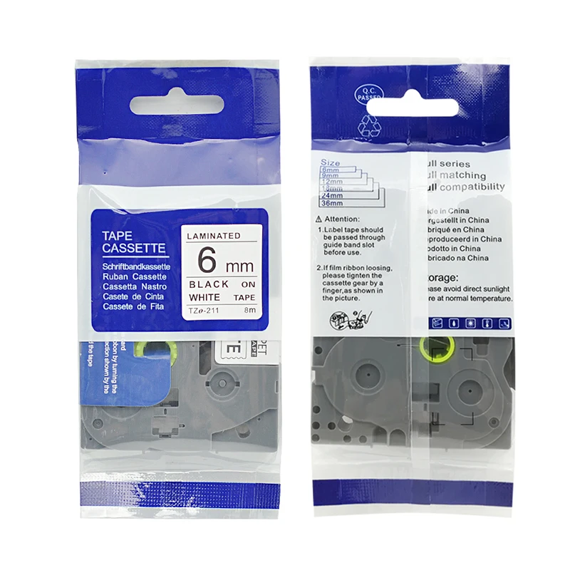 

Orison 6m * 8m TZo-211 Black on White Label Tapes Compatible Tz-211 Tze-211 6mm Printer Ribbon for Brother Printer