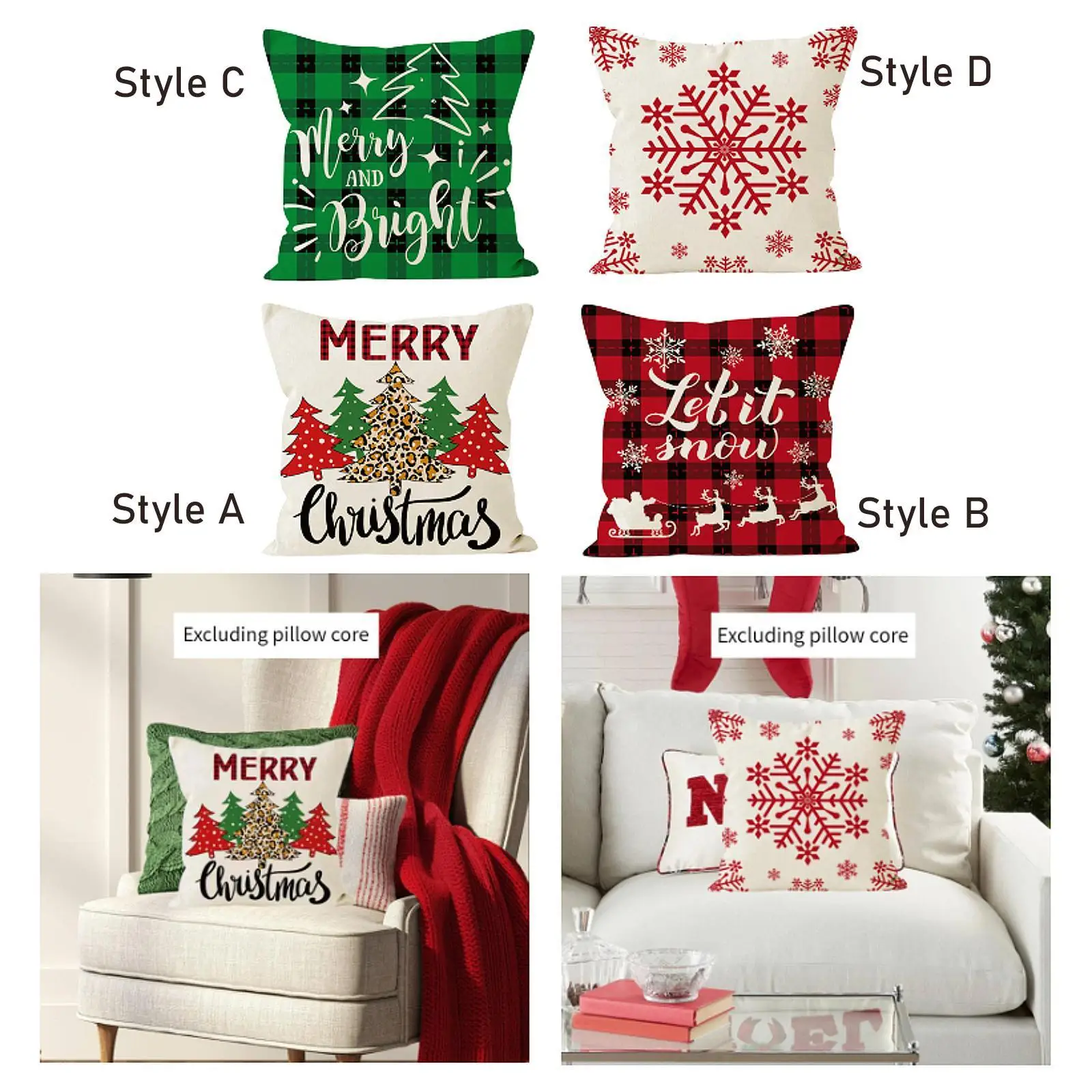 Christmas Pillow Cover 18 x 18 inch Pillow Case for Party Living Room Decor