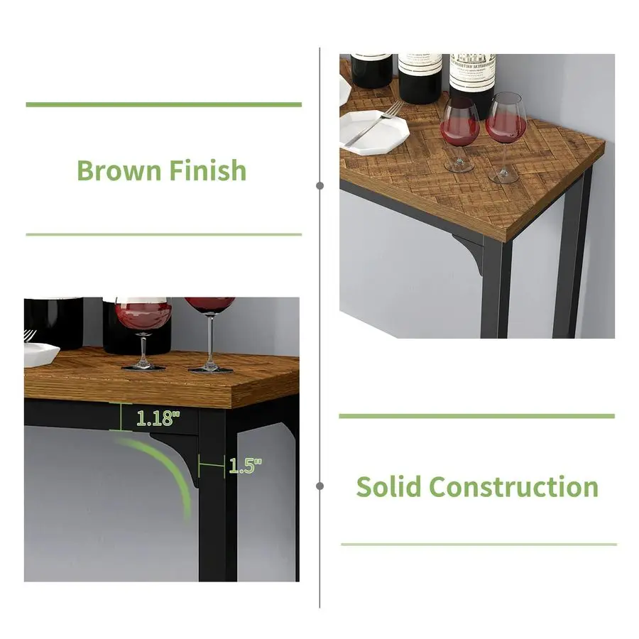 Bar Table Set for 3, 4 Piece Console Table with 3 Stools, Counter Height Sofa Table Set with 3 Chairs for Breakfast Nook, Living