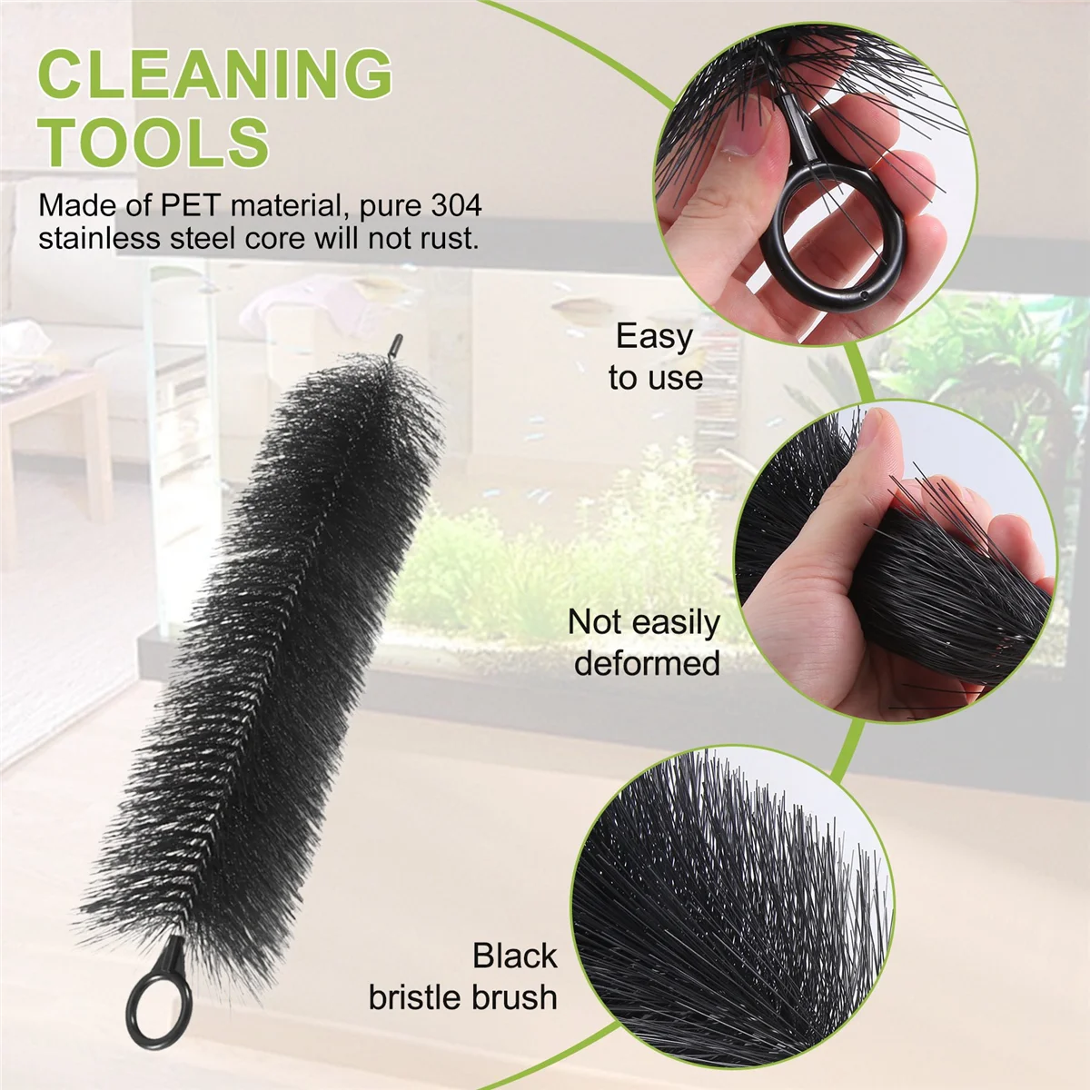 

ABKM 10PCS Stainless Steel Core Brush Aquarium Filter Fish Tank Clean Tools Brush Pond Biochemical Filter Brush Filter