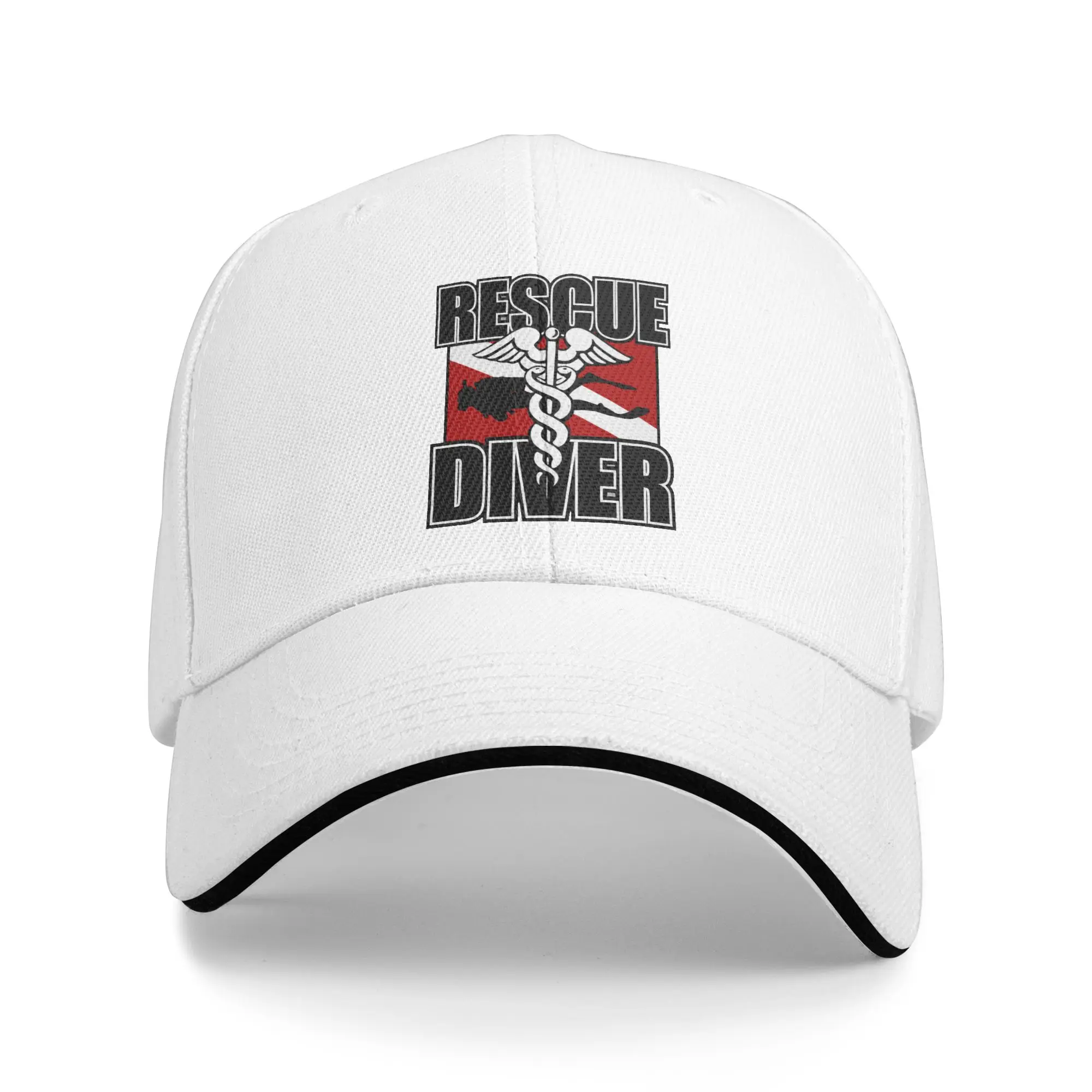 Custom Punk Unisex Rescue Diver Baseball Cap Adult Scuba Diving Adjustable Dad Hat for Men Women Sports Snapback Caps