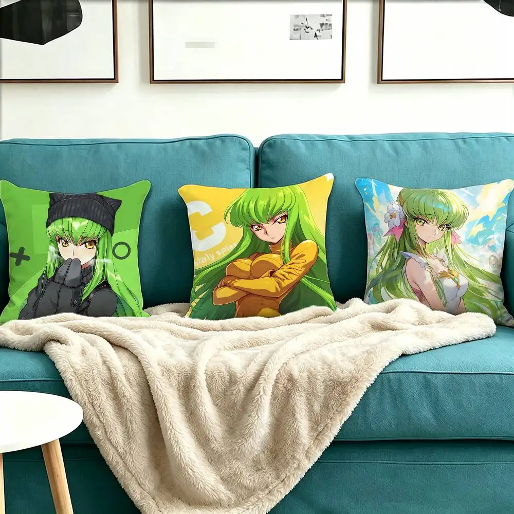 C-Code Geass C.C Square Double-Sided printed Pillow Case Bedroom Bedside Pillow Sofa Cushion Cover
