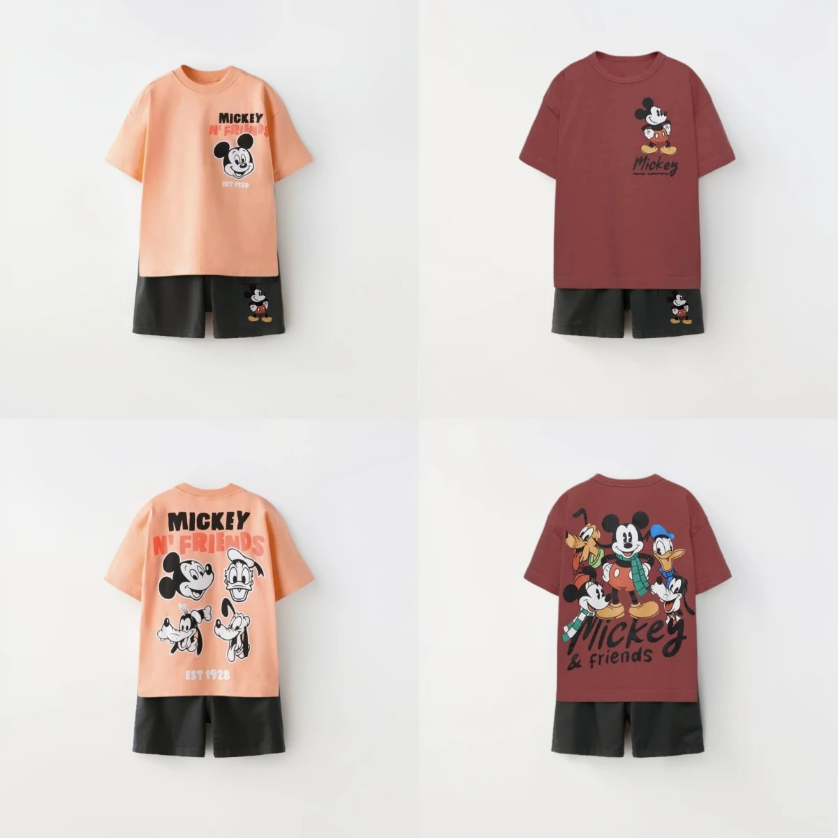 

Disney Cartoon Printed Mickey Children's Short Sleeved Set Summer Loose And Fashionable Children's T-shirt Shorts Boys' Sports