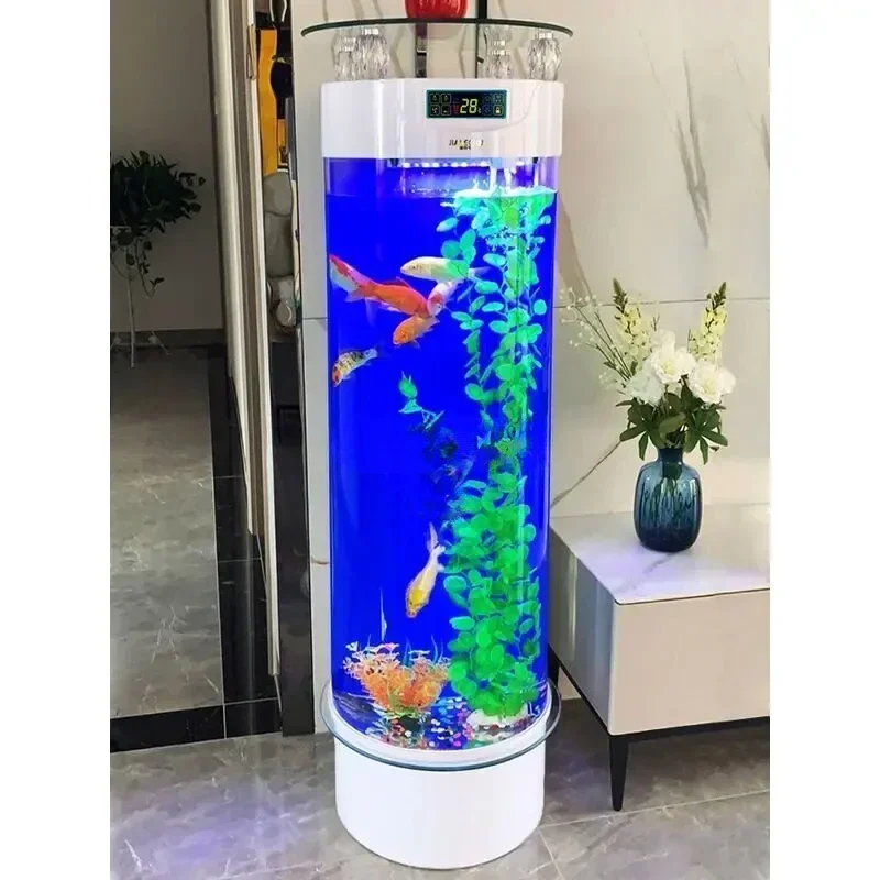 

Fish tank living room small cylindrical acrylic aquarium household