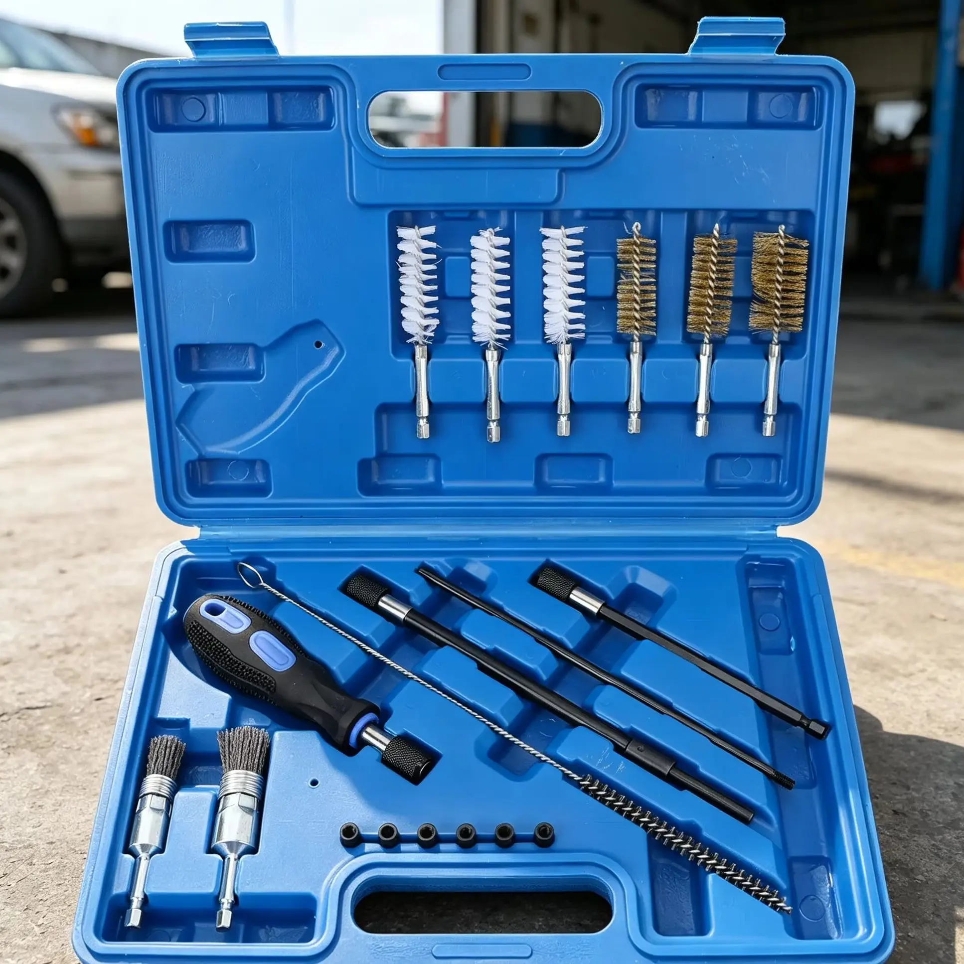 19Pcs/Set Diesel Injector Seat Cleaning Brush Tool Cylinder Heads Cleaning Kit Rust Resistant Universal Fit Sturdy for Vehicle