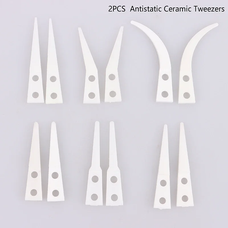 Pincettes électroniques en céramique industrielle, pincettes isolées industrielles, pointe droite incurvée, antistatique, 2 pièces