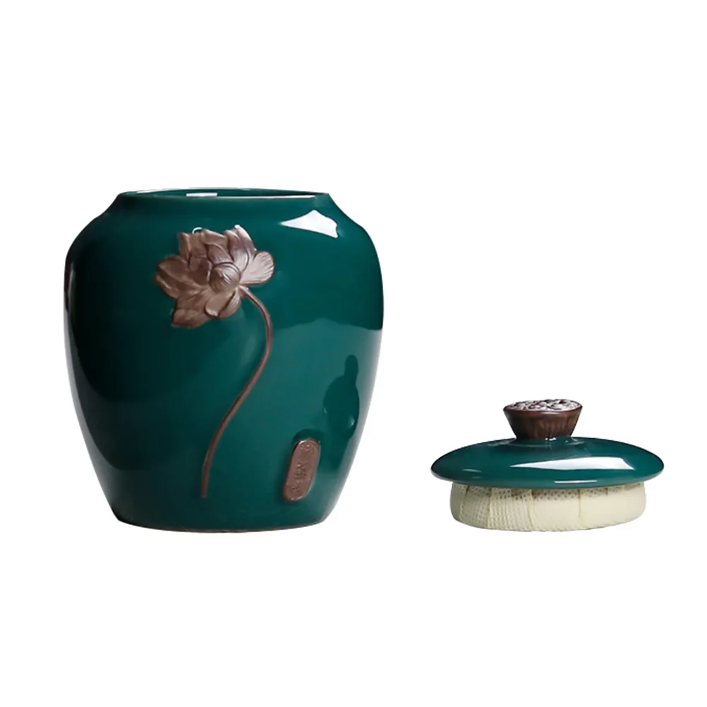 

1pc Premium Tea Canister Ceramic Storage Pot Moisture-Proof Food Container Lovely Gift Design Travel Kitchen Home Use