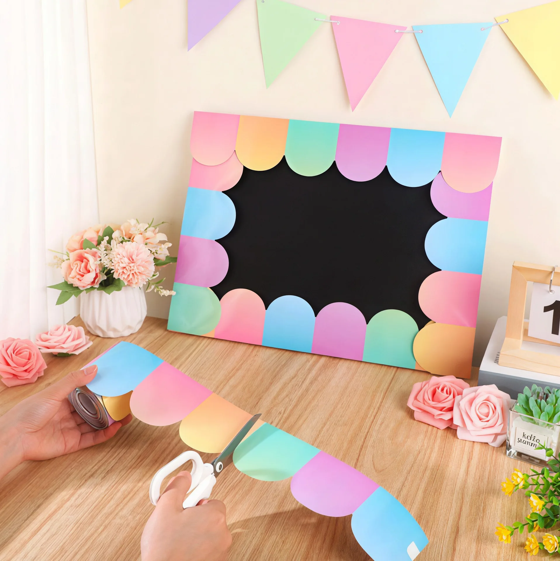 1roll 5/10/20m Colored Poster Border Stickers DIY Flower Black Board Decorative Stickers Waterproof Wall Decoration