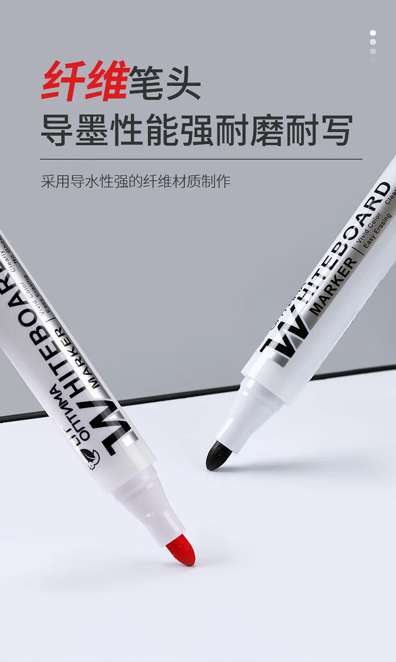 10-teiliges Whiteboard-Marker-Set, 2,0-mm-Spitze, schwarz, blau, rot, Tinte mit hohem Volumen, Büro-Lehrstift, klare Handschrift und einfaches Radieren L-528 – Detail 6