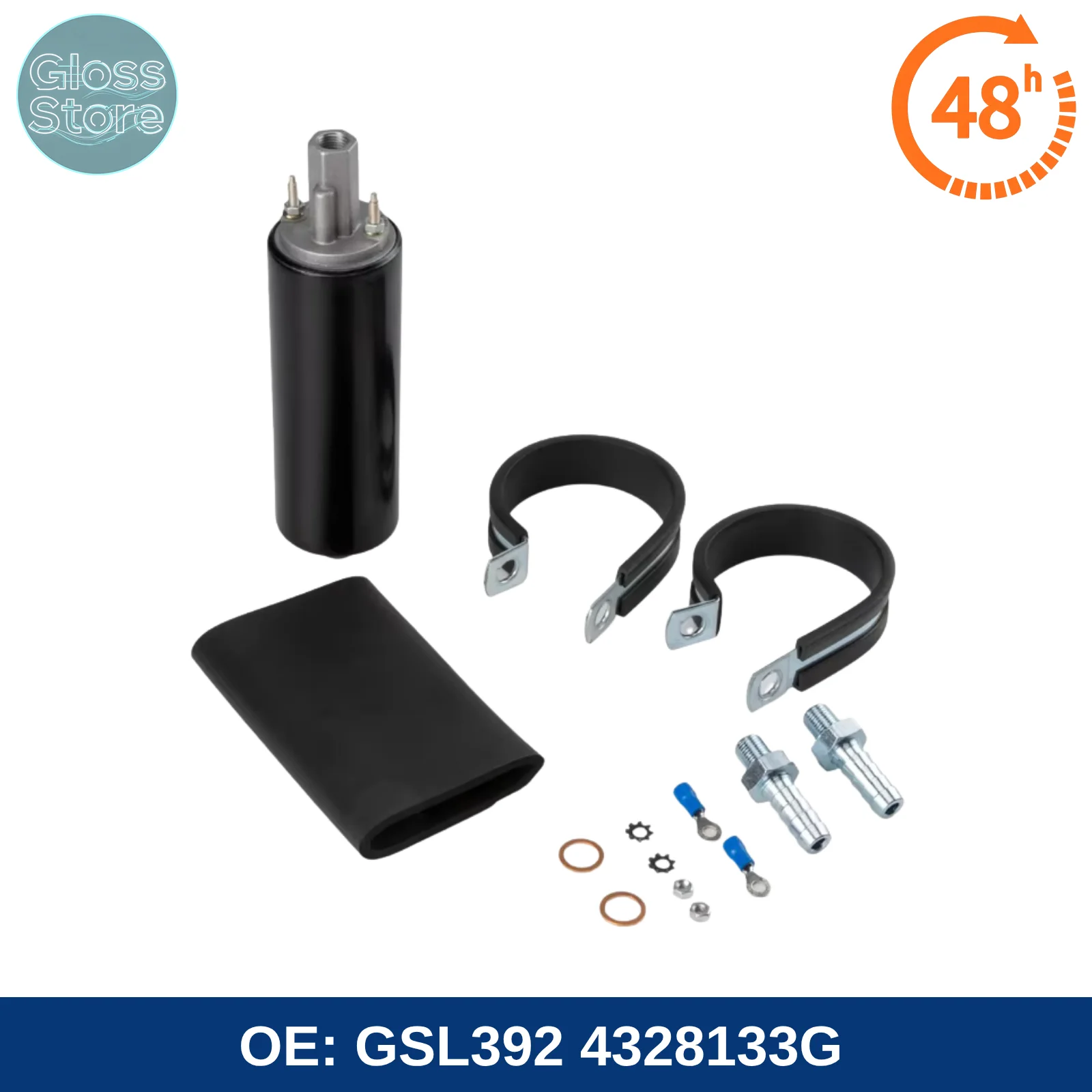 GSL392 4328133G Universal High Flow & Pressure External Inline 255LPH Fuel Pump 6AN Fittings Kit With 400-939 Install Set