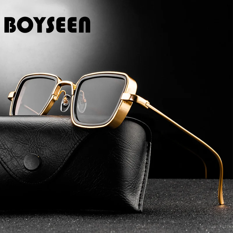 

BOYSEEN Vintage Metal Steampunk Sunglasses Men Women Sun Glasses For Men Women Stylish Retro Brand Shades Male Female UV400