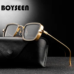 BOYSEEN Vintage Metal Steampunk Sunglasses Men Women Sun Glasses For Men Women Stylish Retro Brand Shades Male Female UV400