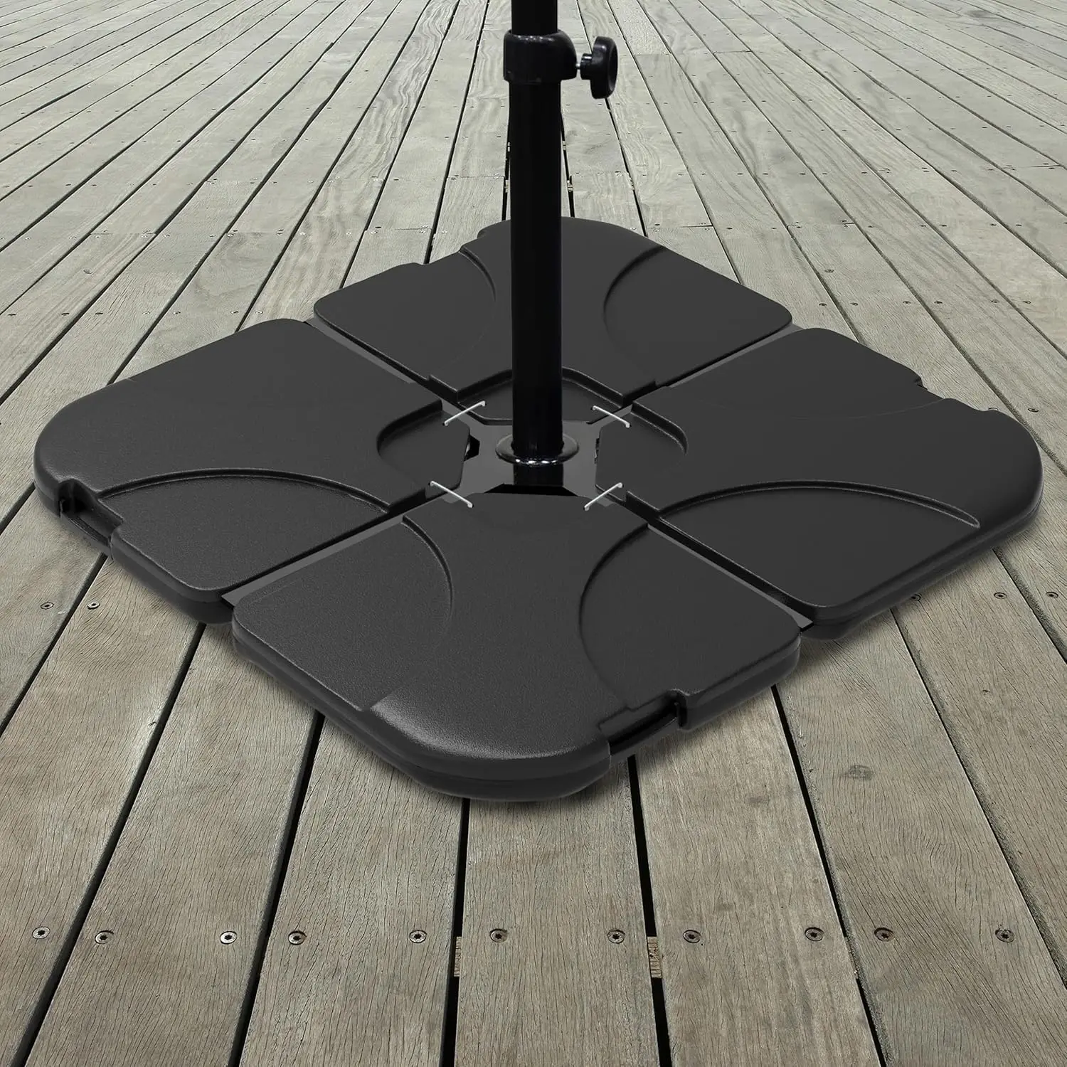 Patio Umbrella Base - Outdoor Base Plates for Crossbar Pole Cantilever or Offset Umbrellas - 220lb Sand-Weighted Total C