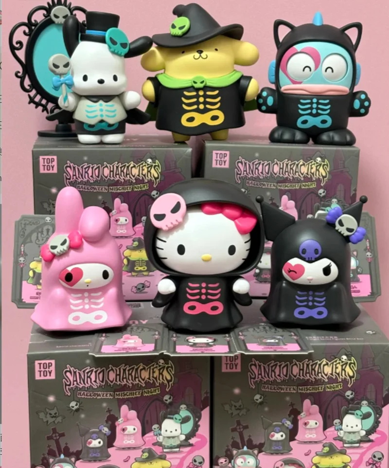 Kuromi and Badtz-Maru Halloween Trick-or-Treat Series Trendy Toy Model Blind Box Figure Decoration Gift for Boys and Girls