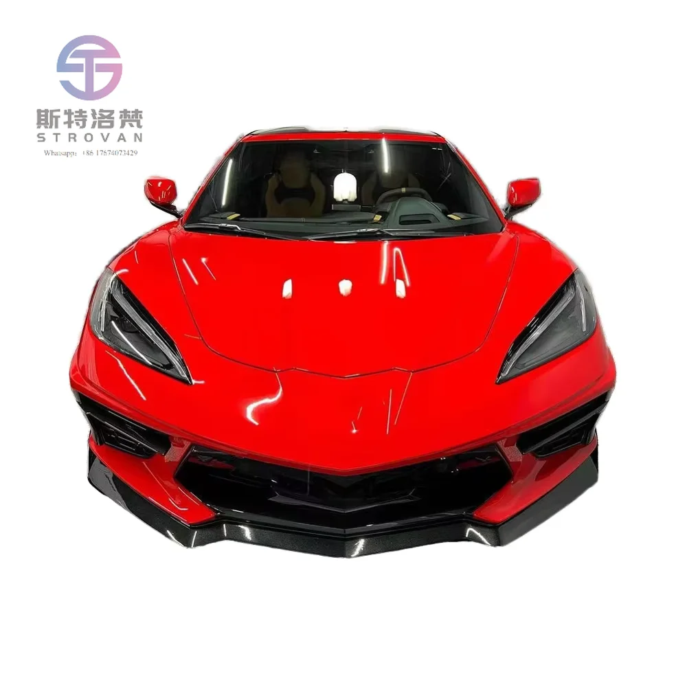 

For Chevrolet Corvette C8 Carbon Fiber Body Kit 5VM Style Carbon Fiber Front Lip Diffuser Spoiler Hood New Condition